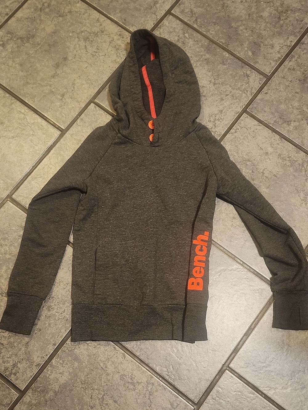 Bench Men’s Dark Gray Crewneck Hoodie with Orange Logo